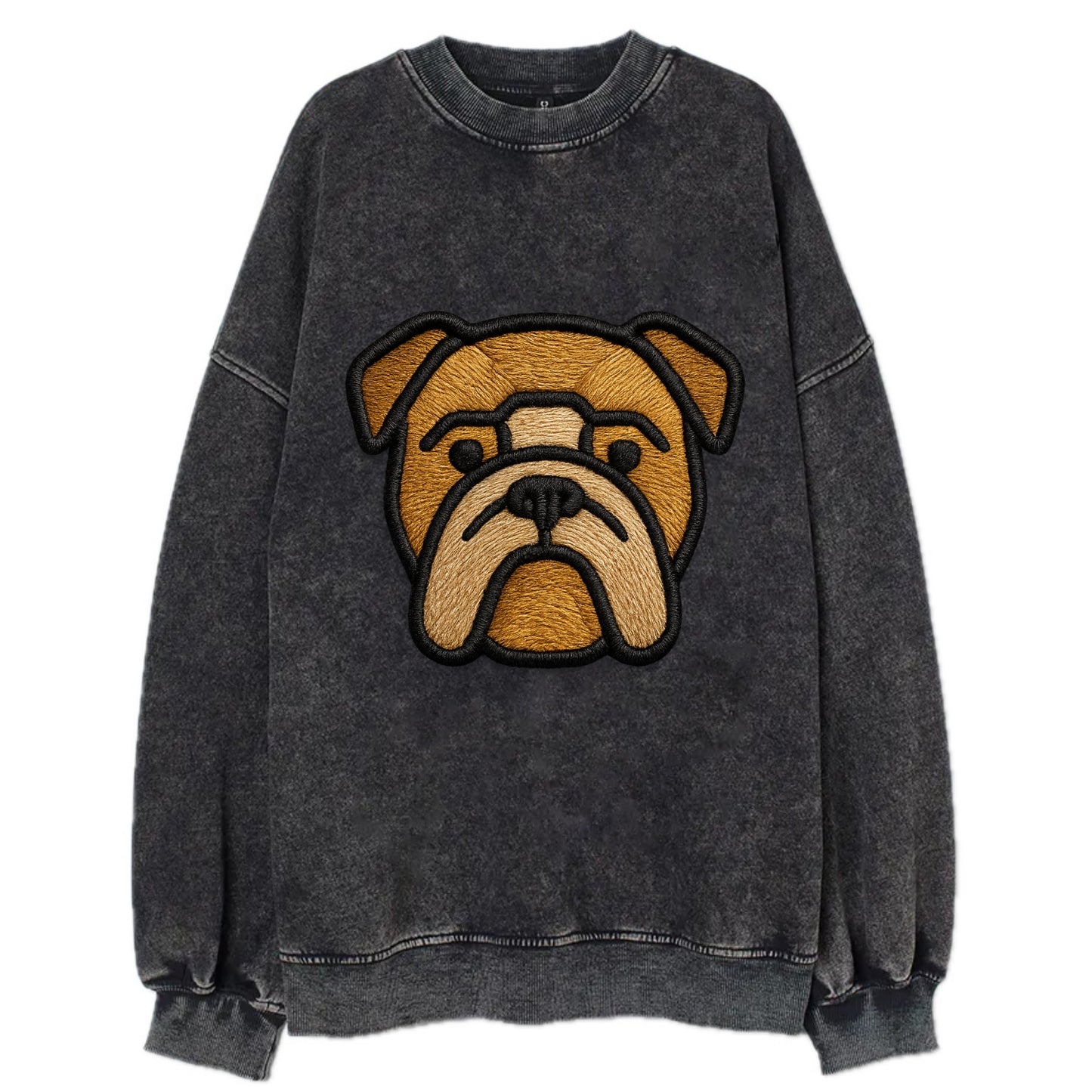 Bulldog - Minimalist geometric design wi - Vintage Sweatshirt - Black