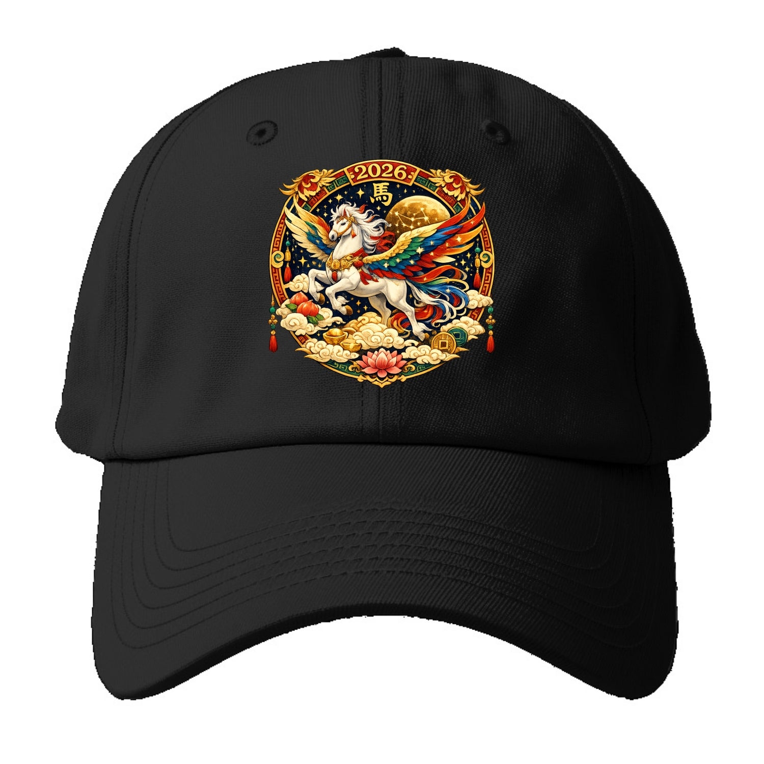 CELESTIAL HORSE | Heavenly horse among clouds and stars | Wings of - Baseball Cap For Big Heads - Black