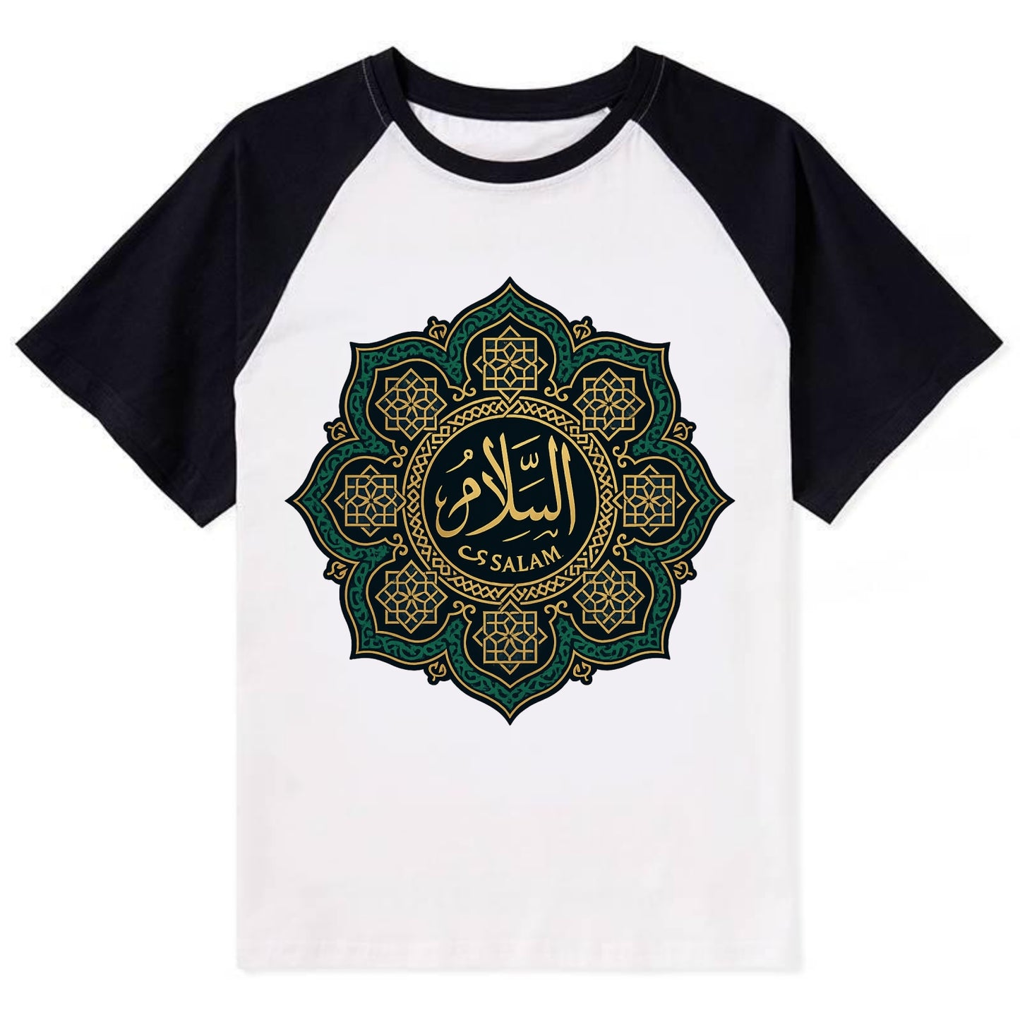 As-Salam Mandala - Contrast Raglan T-shirt - Black