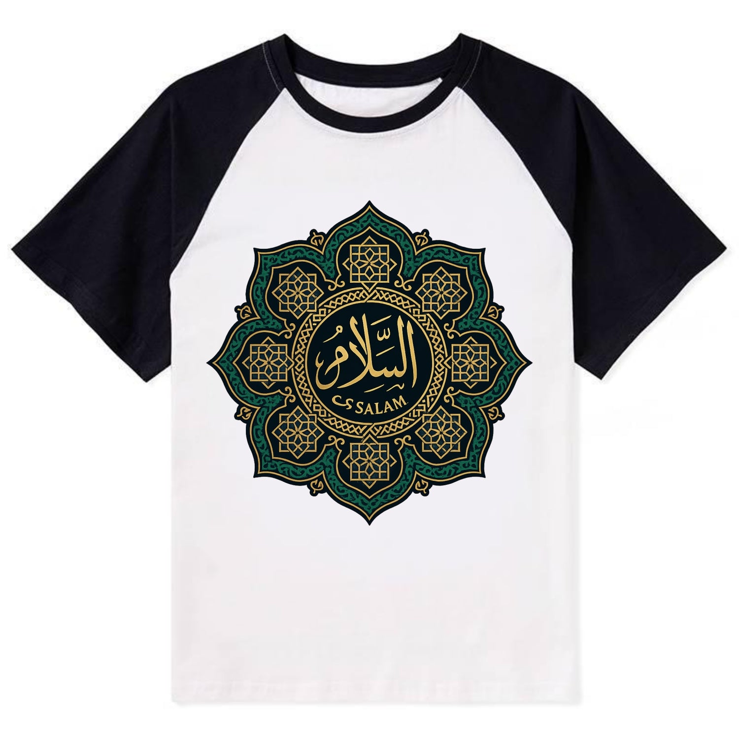 As-Salam Mandala - Contrast Raglan T-shirt - Black