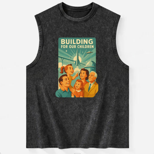Multiple generations celebrating progress together - "Building for Our - Vintage Washed Tank - Black