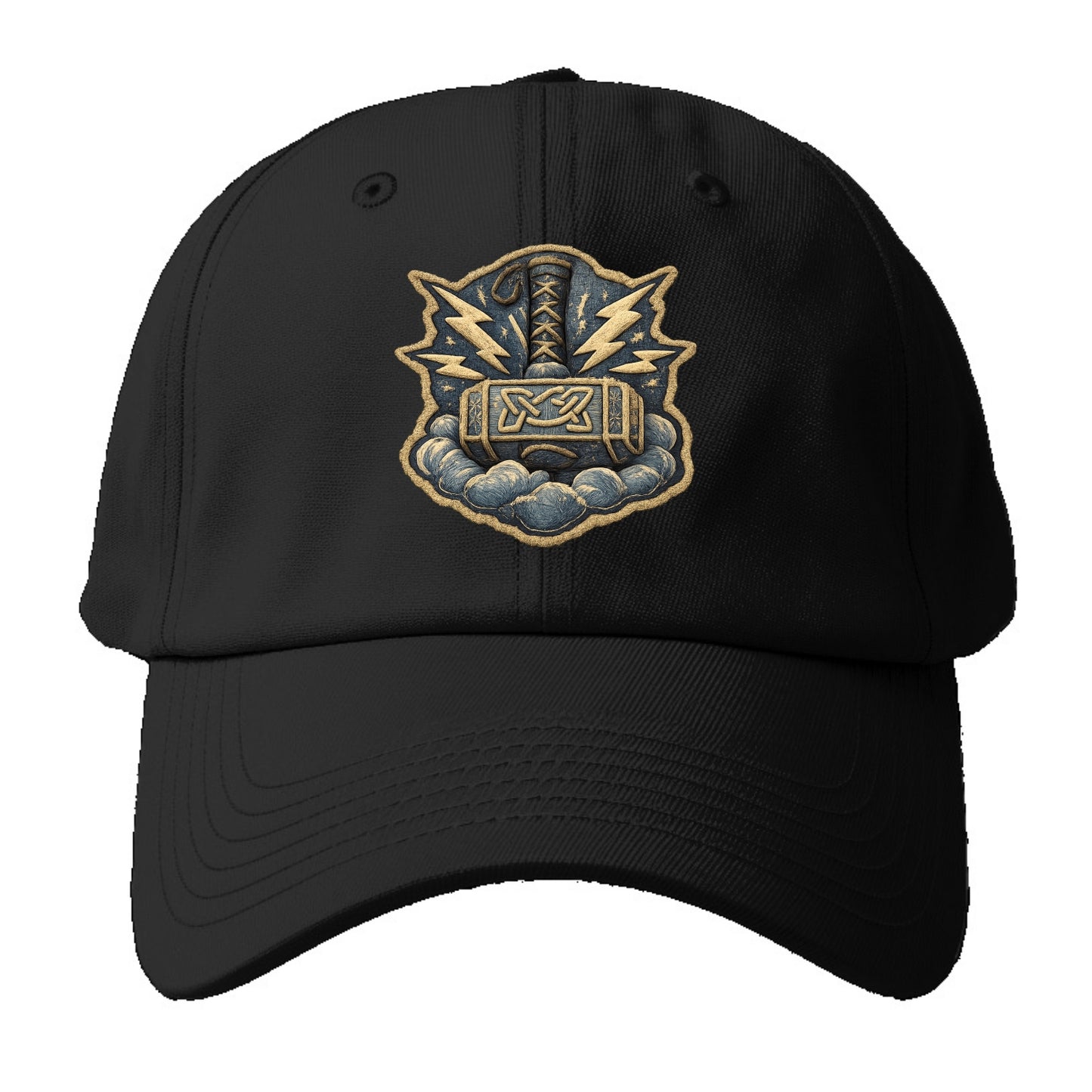 THOR HAMMER MJOLNIR - mighty hammer in silver and blue , thunder god - Baseball Cap - Black