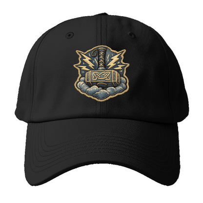 THOR HAMMER MJOLNIR - mighty hammer in silver and blue , thunder god - Baseball Cap - Black