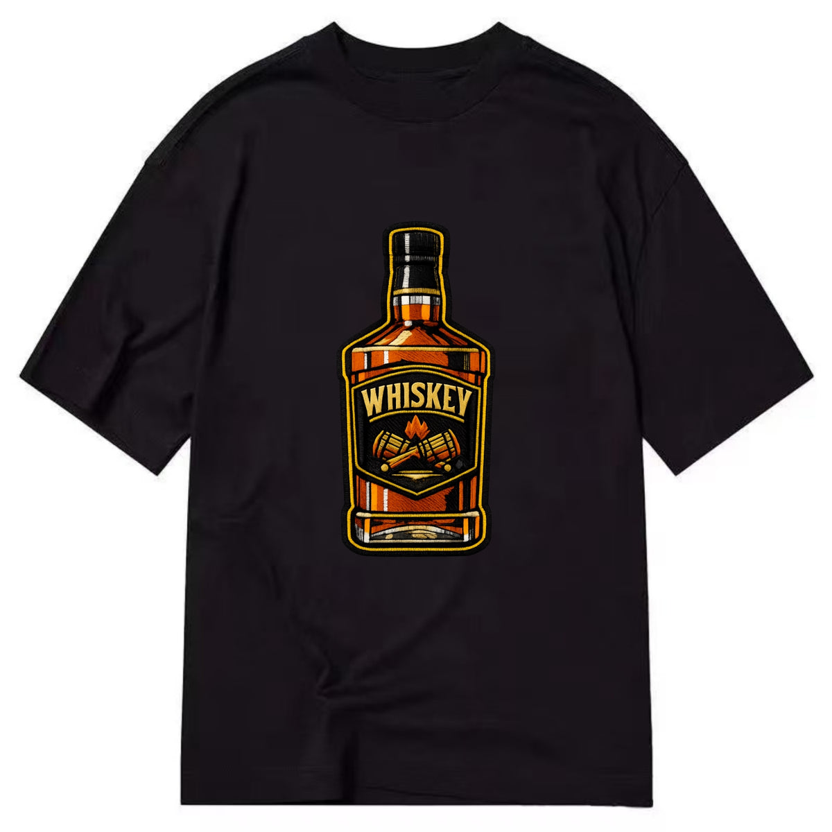 WHISKEY BOTTLE - bourbon bottle in amber and gold , spirits connoisseur - Classic T-shirt - Black