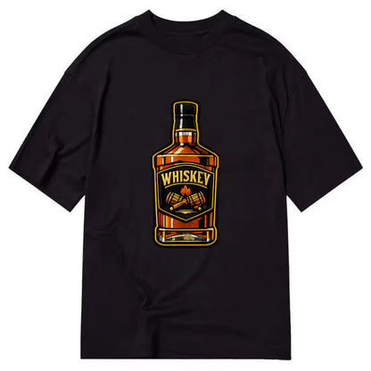 WHISKEY BOTTLE - bourbon bottle in amber and gold , spirits connoisseur - Classic T-shirt - Black