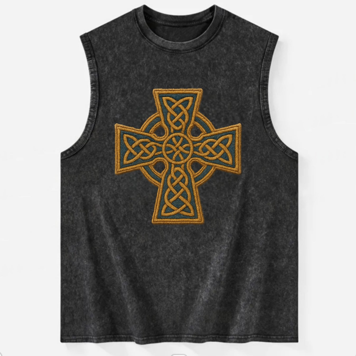 Book Of Kells Cross - Vintage Washed Tank - Black