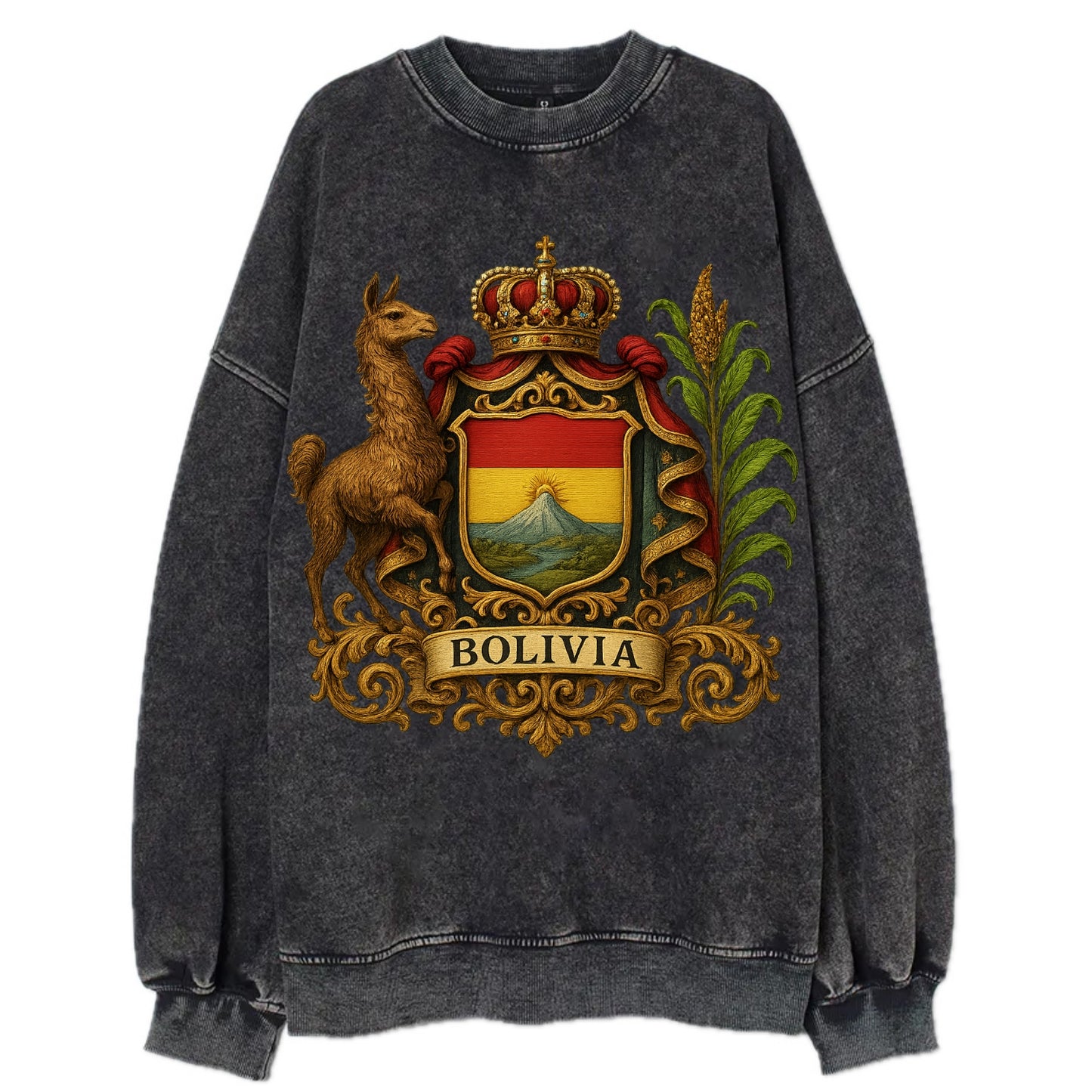 Bolivia Royal Logo  - Vintage Sweatshirt - Black