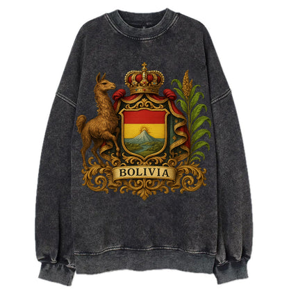 Bolivia Royal Logo  - Vintage Sweatshirt - Black