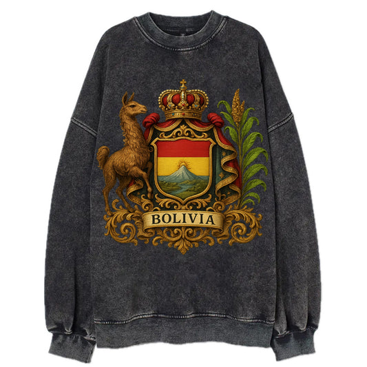 Bolivia Royal Logo  - Vintage Sweatshirt - Black