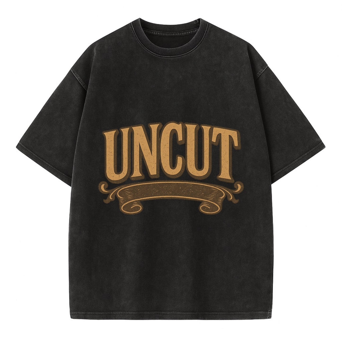 Bold typography design - "UNCUT" - pure, undiluted, authentic - Vintage T-shirt - Black