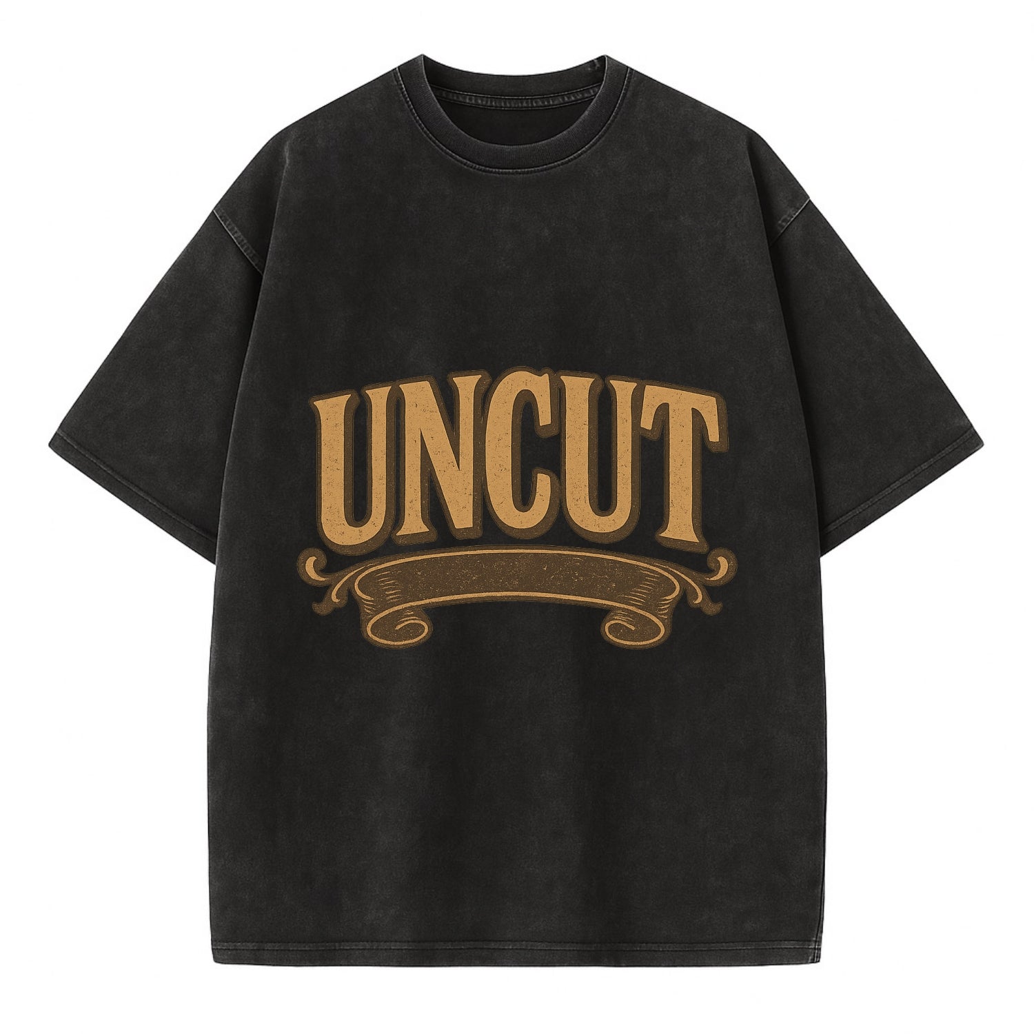 Bold typography design - "UNCUT" - pure, undiluted, authentic - Vintage T-shirt - Black