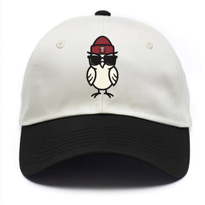 Philadelphia Owl wearing Temple beanie with T patch - Two Tone Cap - Black