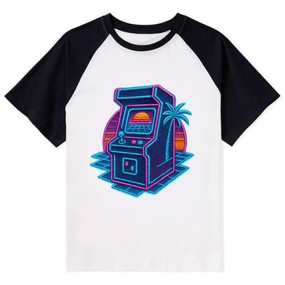 Arcade Machine - Contrast Raglan T-shirt - Black