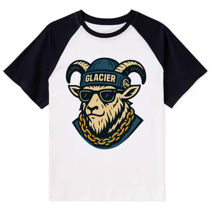Glacier Mountain Goat - Contrast Raglan T-shirt - Black