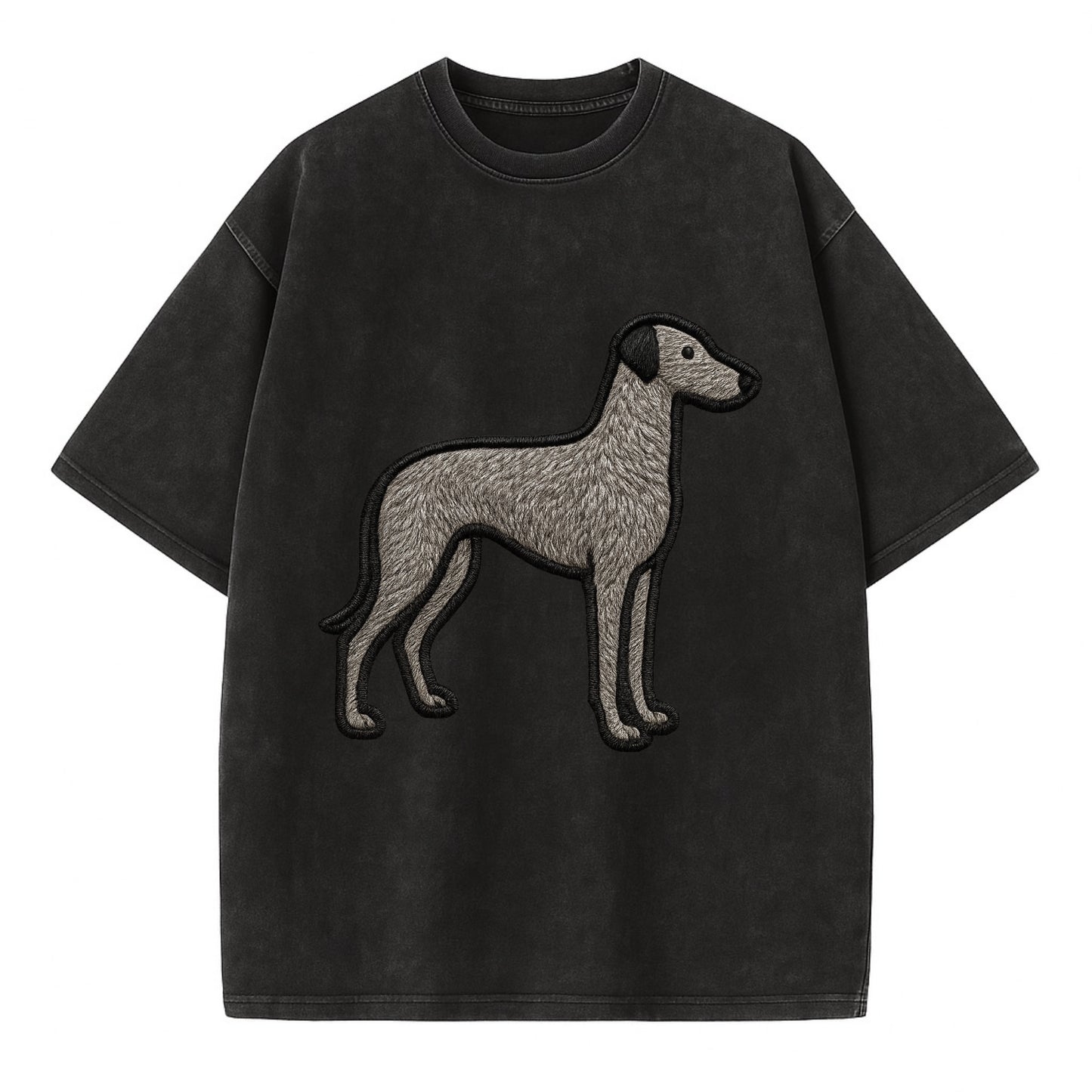 Scottish Deerhound - Trendy hound silhou - Vintage T-shirt - Black