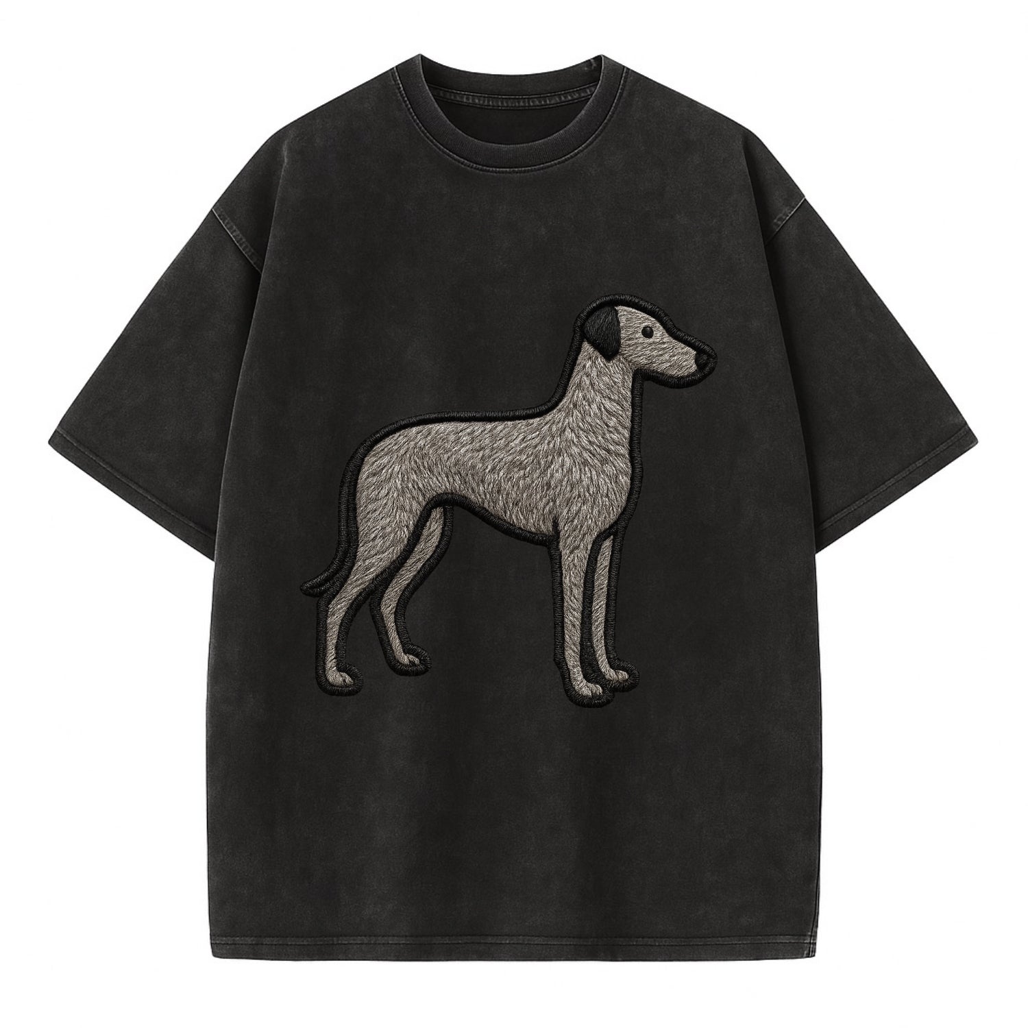 Scottish Deerhound - Trendy hound silhou - Vintage T-shirt - Black