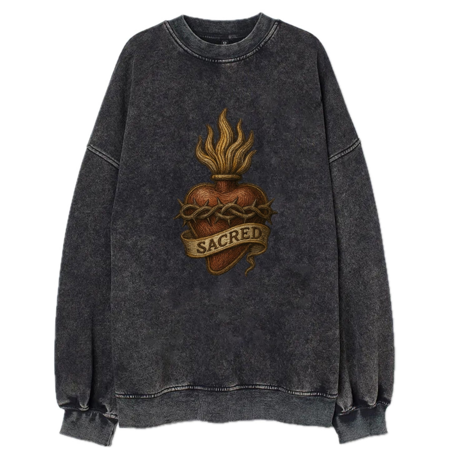 Sacred Heart  - Vintage Sweatshirt - Black