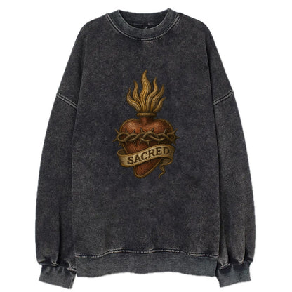 Sacred Heart  - Vintage Sweatshirt - Black