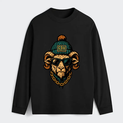 Fort Collins Ram wearing Colorado State beanie with CSU patch - Classic Long Sleeve Shirt - Black