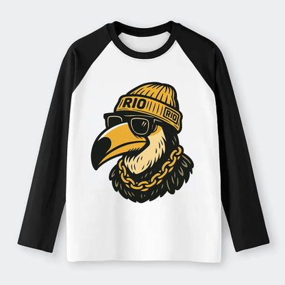 Rio Toucan - Raglan Long Sleeve T-Shirt - Black