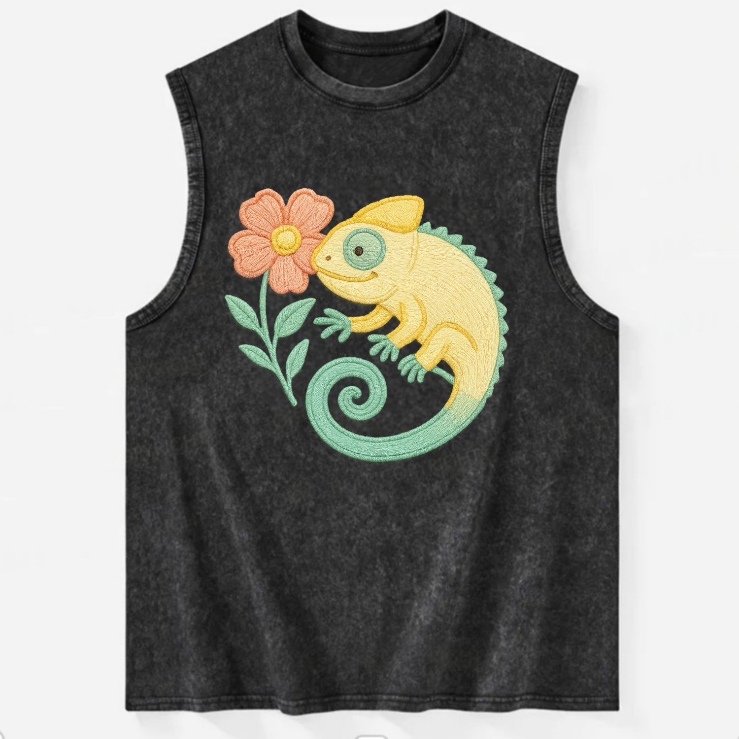 Yellow Chameleon - Vintage Washed Tank - Black
