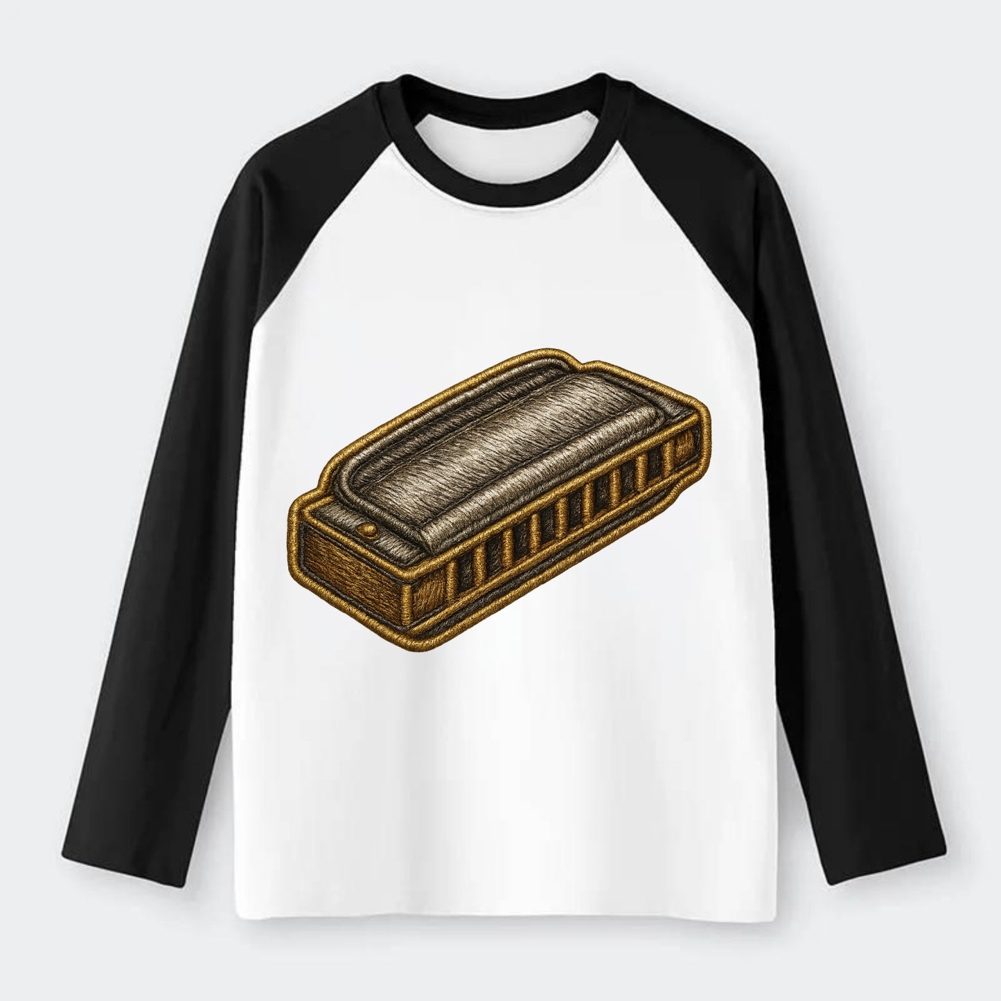 Harmonica  - Raglan Long Sleeve T-Shirt - Black