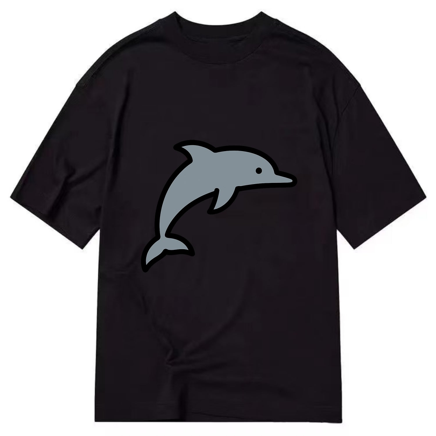 Bottlenose Dolphin - Gray jumping pose flat side profile - Classic T-shirt - Black