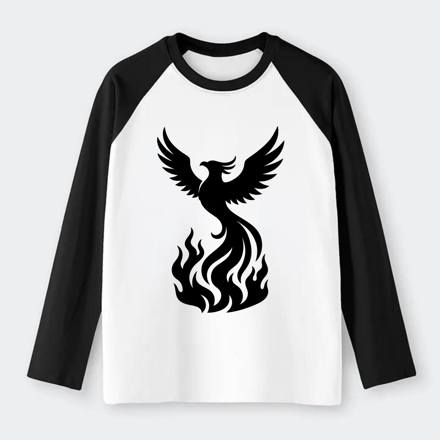 Phoenix rising from flames - Raglan Long Sleeve T-Shirt - Black