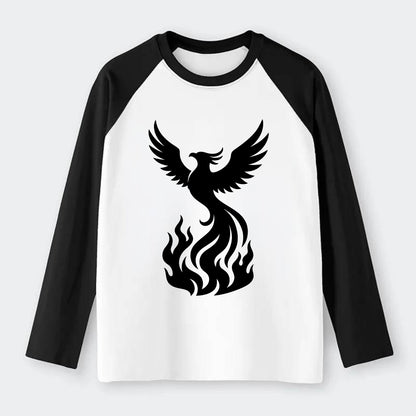 Phoenix rising from flames - Raglan Long Sleeve T-Shirt - Black