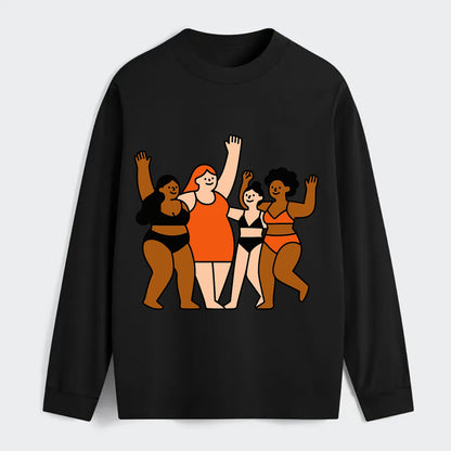 Diverse body types celebrating together - body positivity movement, all - Classic Long Sleeve Shirt - Black