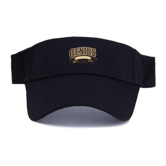 Bold typography design - "GENIUS" - exceptional intelligence, brilliance - Visor - Black