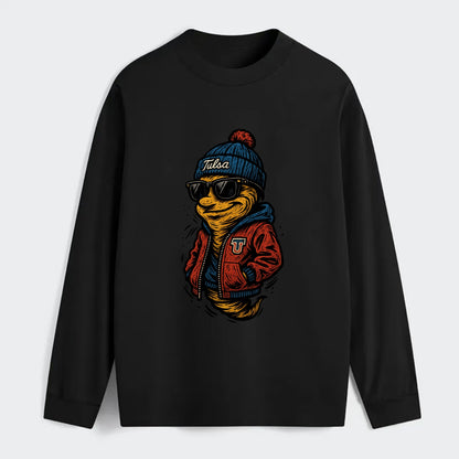 Tulsa Hurricane wearing Tulsa beanie with TU patch - Classic Long Sleeve Shirt - Black