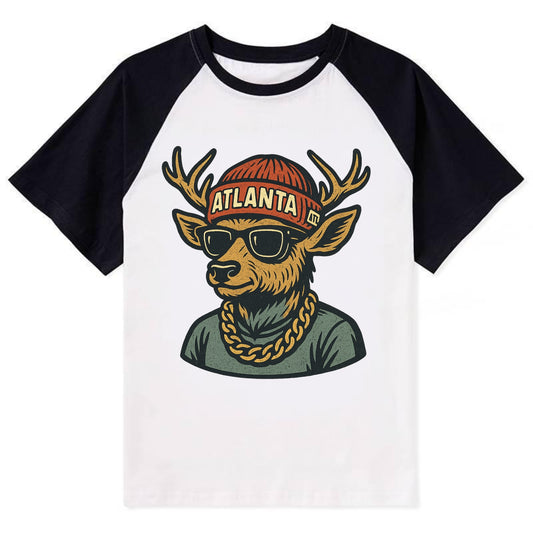"deer" "atlanta" "atl" "red" "us South" - Contrast Raglan T-shirt - Black
