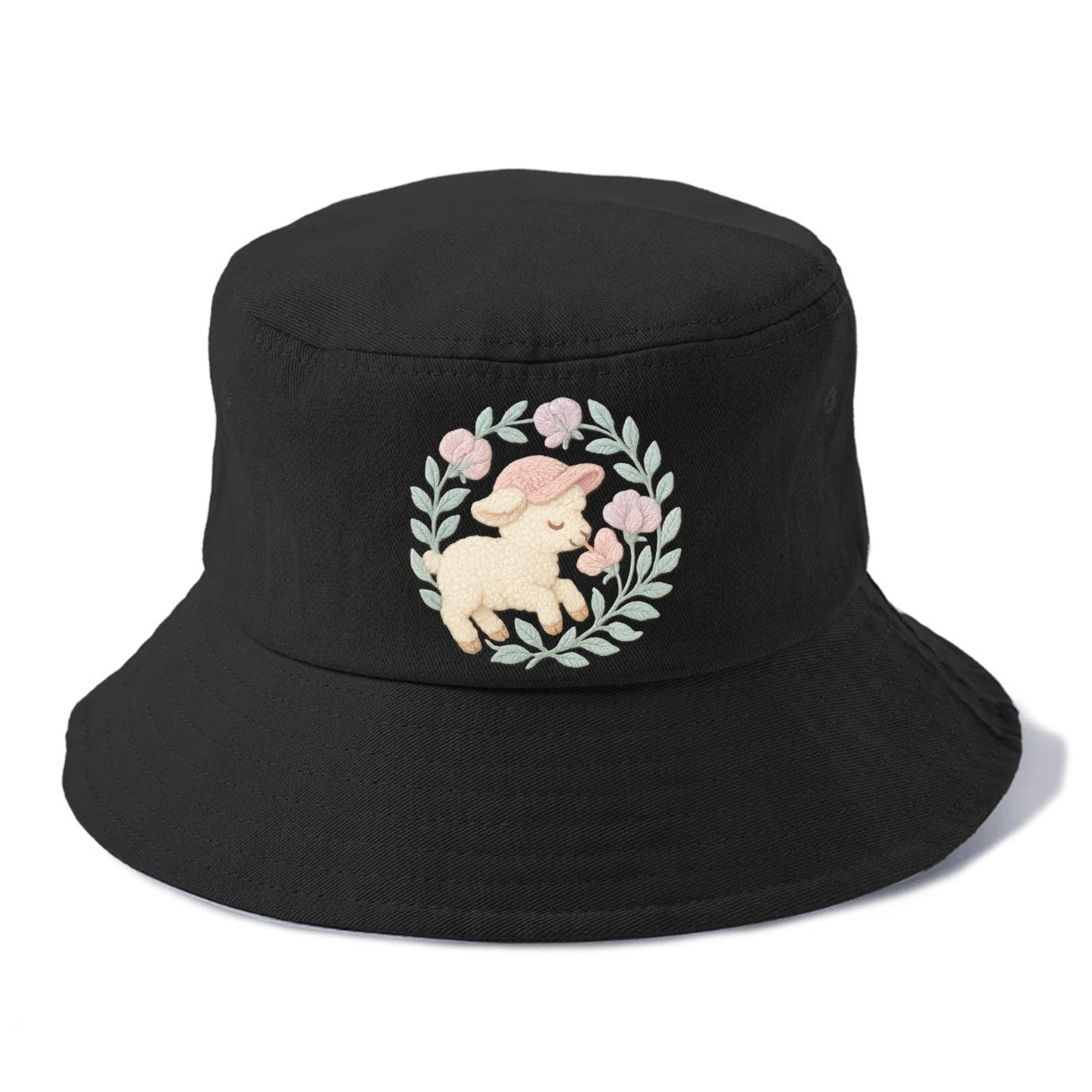 Lamb Sweet Peas  - Bucket Hat - Black