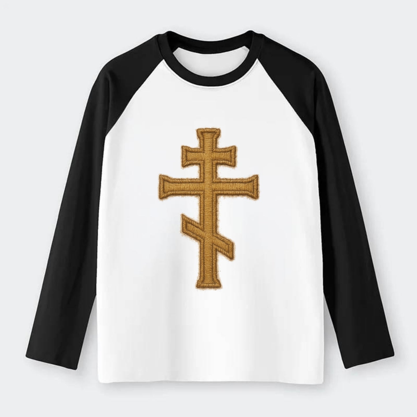 Orthodox Cross  - Raglan Long Sleeve T-Shirt - Black
