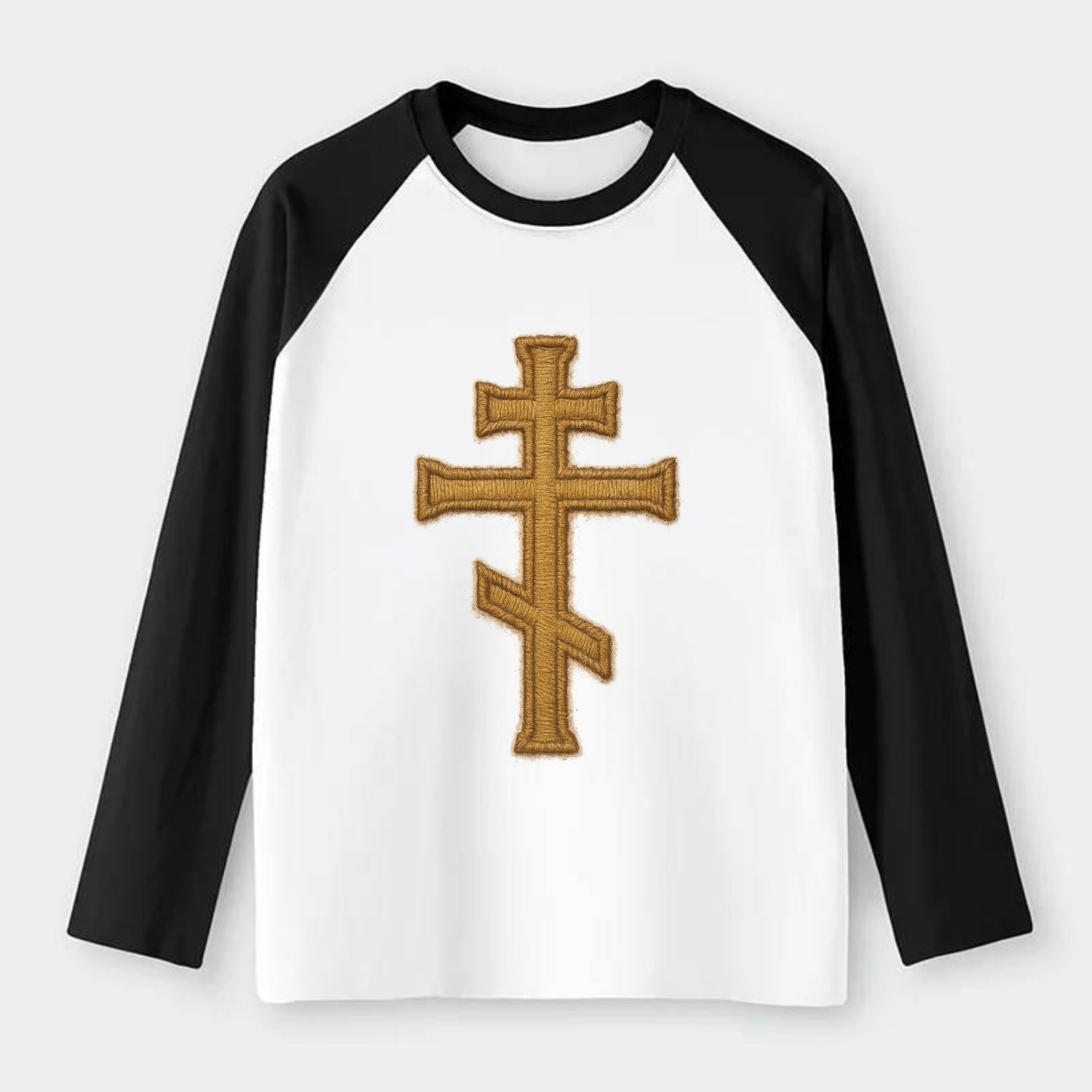 Orthodox Cross  - Raglan Long Sleeve T-Shirt - Black