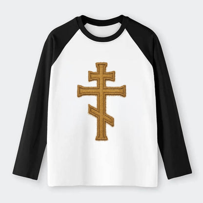 Orthodox Cross  - Raglan Long Sleeve T-Shirt - Black