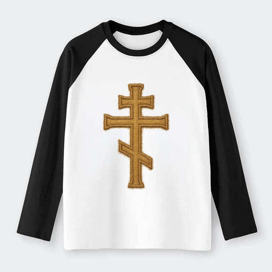 Orthodox Cross  - Raglan Long Sleeve T-Shirt - Black