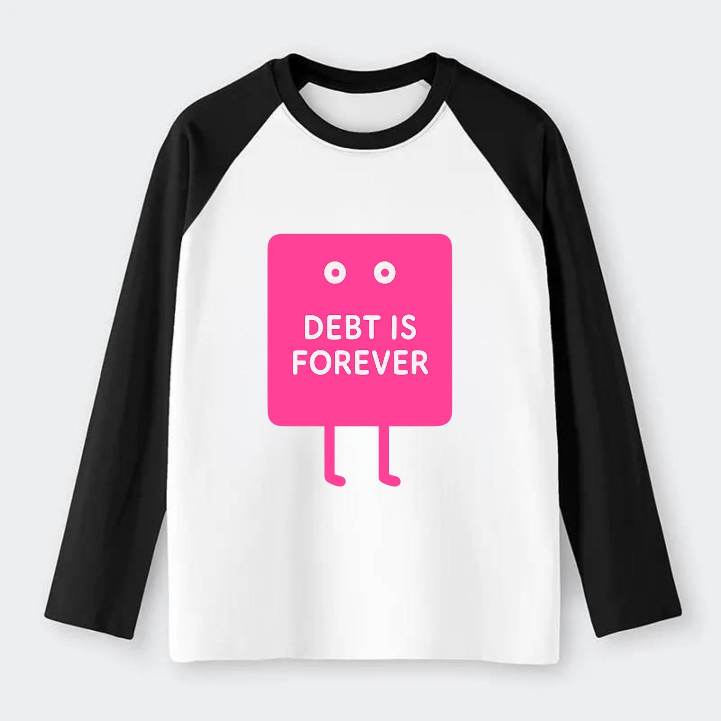 DEBT IS FOREVER | Immortal credit card - Raglan Long Sleeve T-Shirt - Black