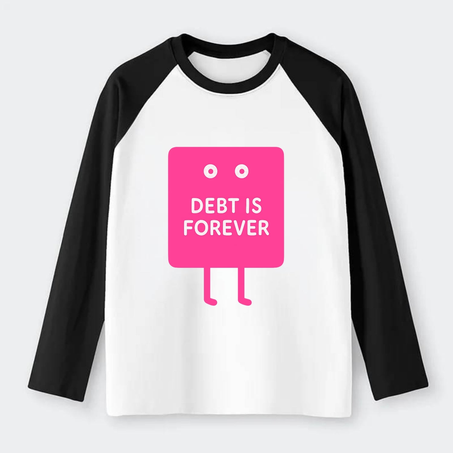 DEBT IS FOREVER | Immortal credit card - Raglan Long Sleeve T-Shirt - Black