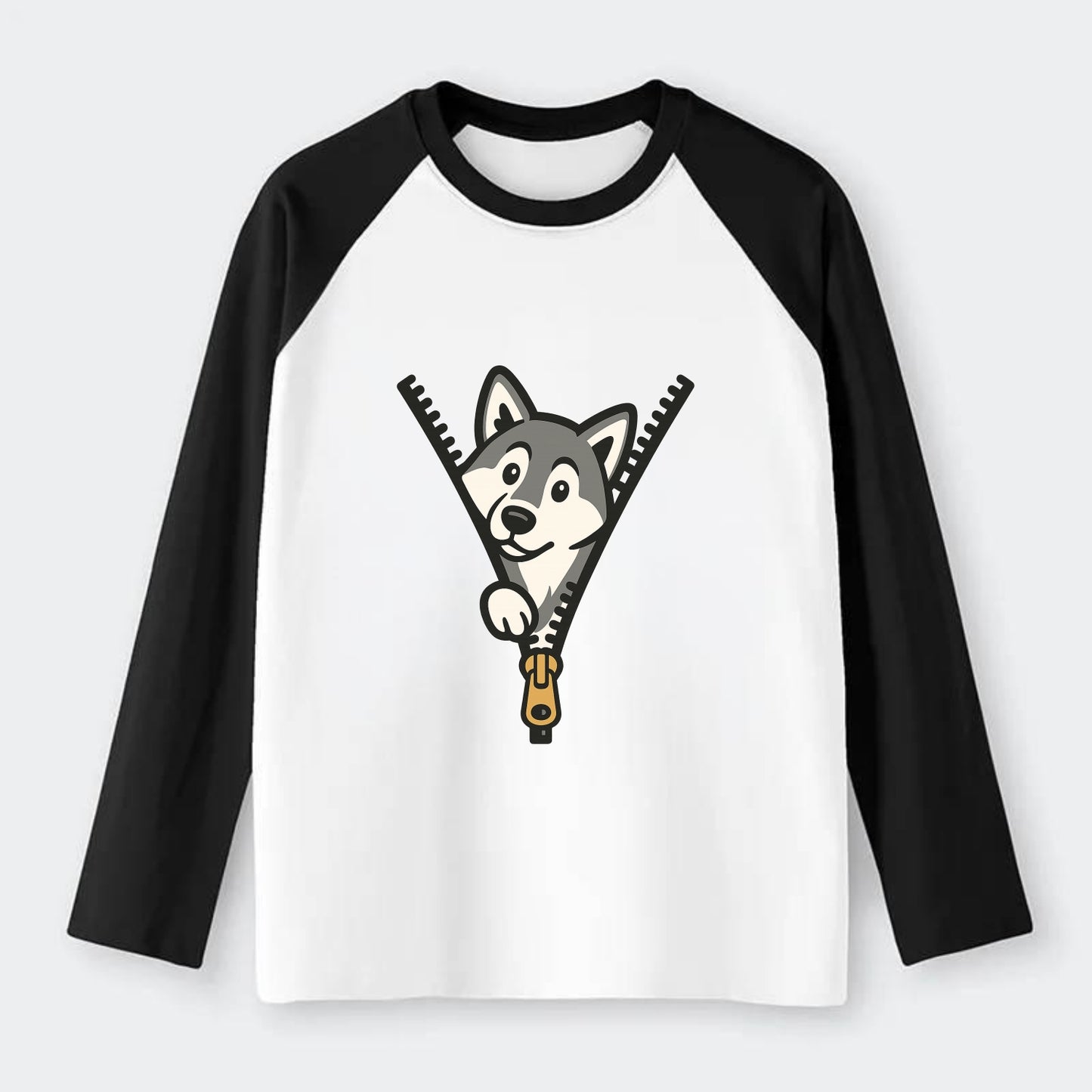 Alaskan Malamute - Raglan Long Sleeve T-Shirt - Black