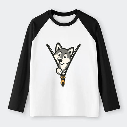Alaskan Malamute - Raglan Long Sleeve T-Shirt - Black