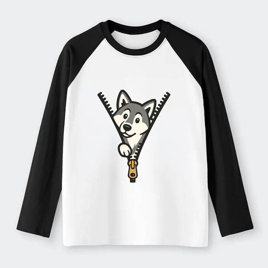 Alaskan Malamute - Raglan Long Sleeve T-Shirt - Black