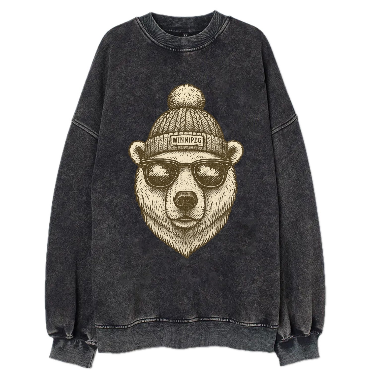 Winnipeg Polar Bear wearing Winnipeg bea - Vintage Sweatshirt - Black
