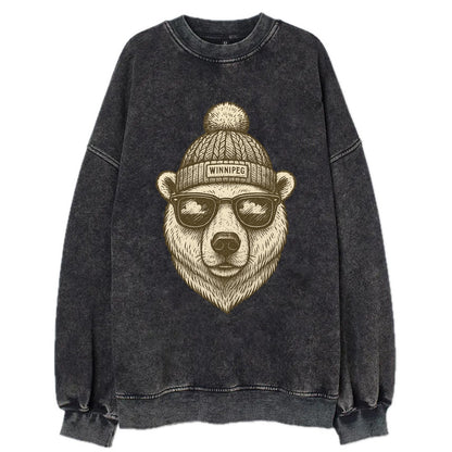 Winnipeg Polar Bear wearing Winnipeg bea - Vintage Sweatshirt - Black