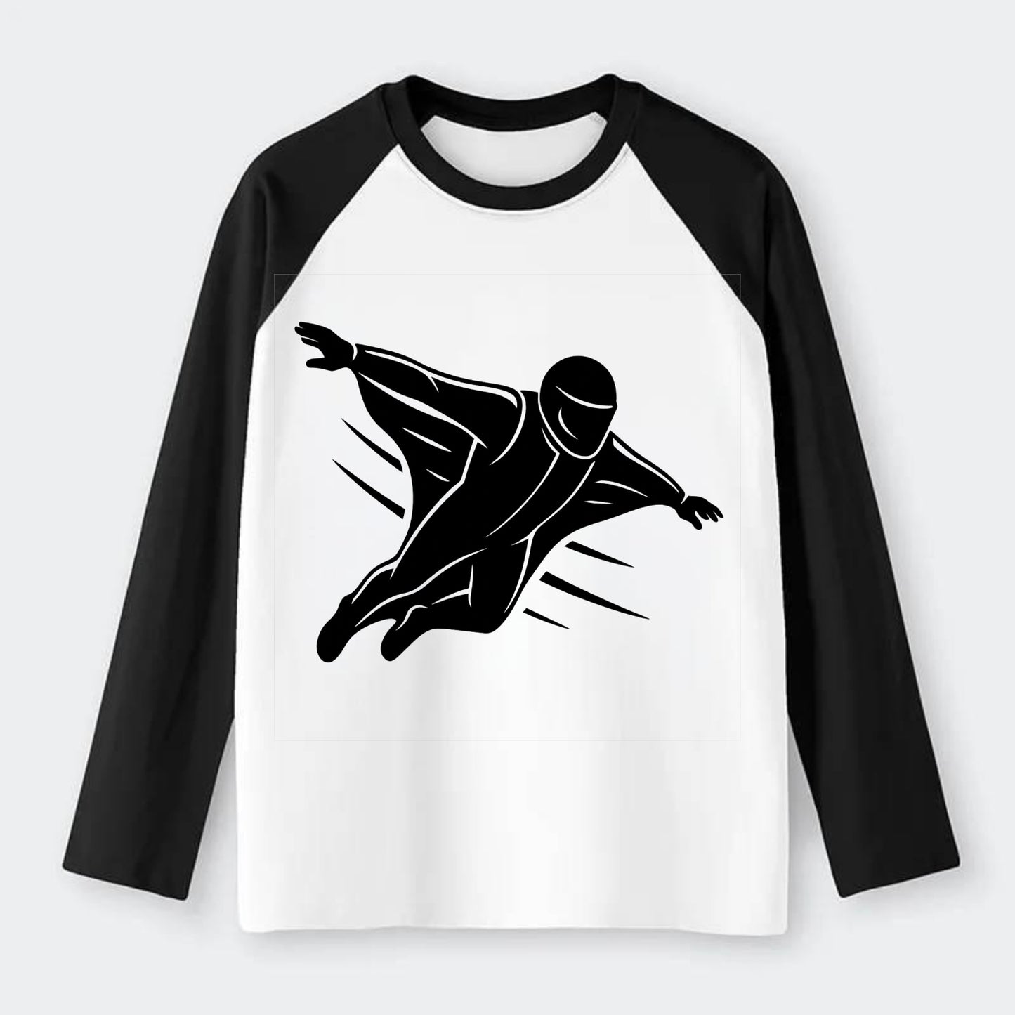 Wingsuit flyer gliding - Raglan Long Sleeve T-Shirt - Black
