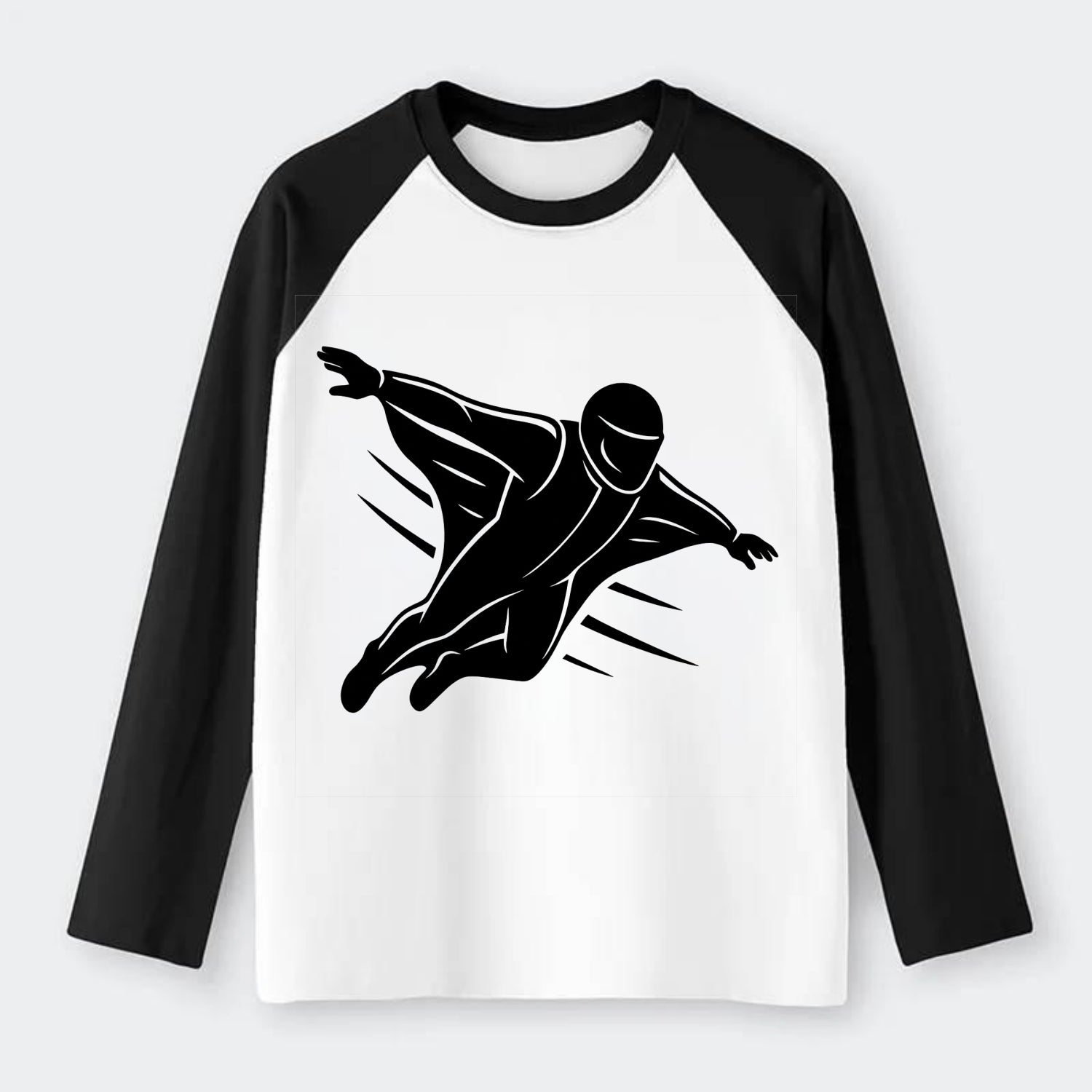 Wingsuit flyer gliding - Raglan Long Sleeve T-Shirt - Black