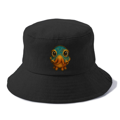 Baby Cuttlefish - color-changing skin, W-shaped pupil, front-facing, hypnotic cute - Bucket Hat - Black