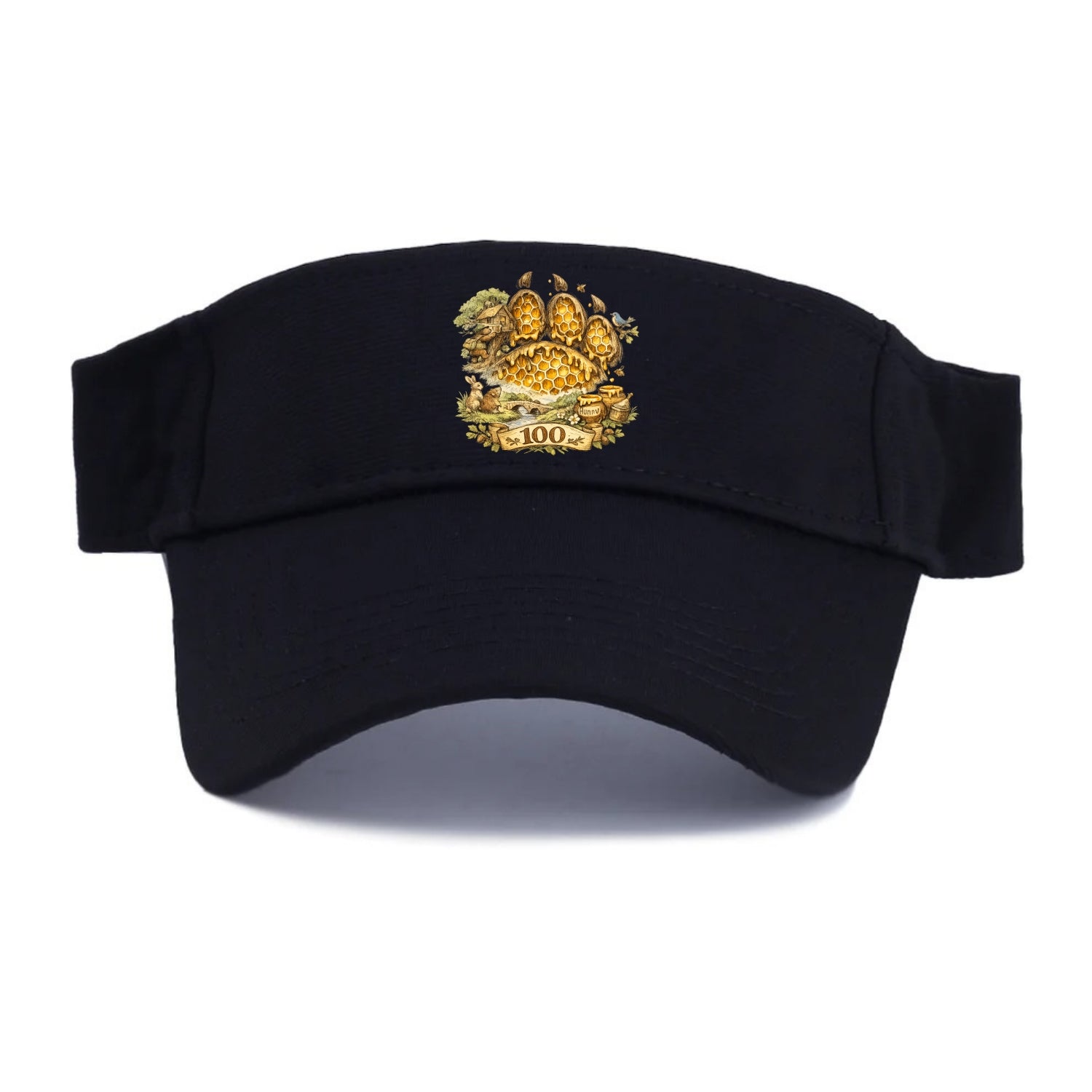 HONEY PAW | Bear paw print filled with honeycomb | Sticky evidence | Forest treasure hunter - Visor - Black