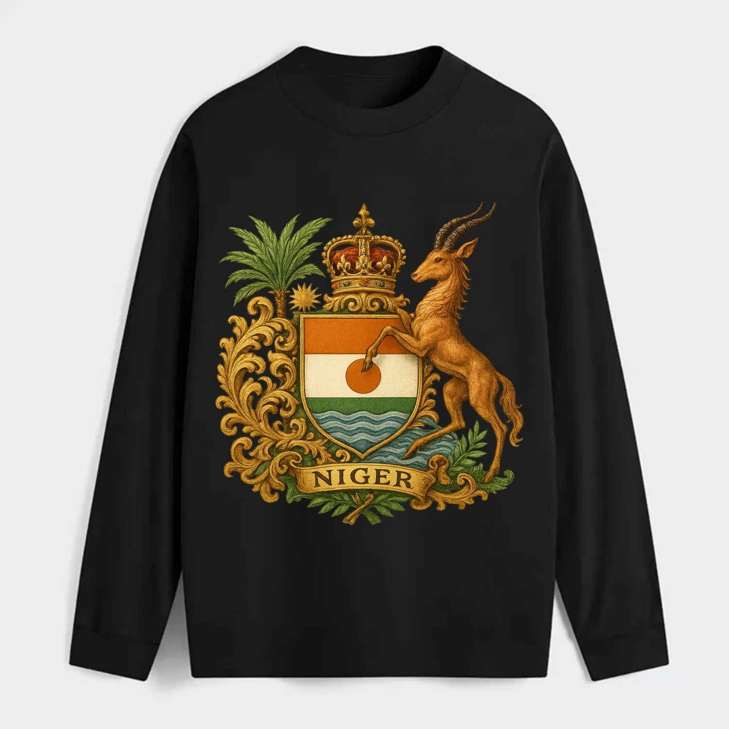 Niger Heritage Badge  - Classic Long Sleeve Shirt - Black